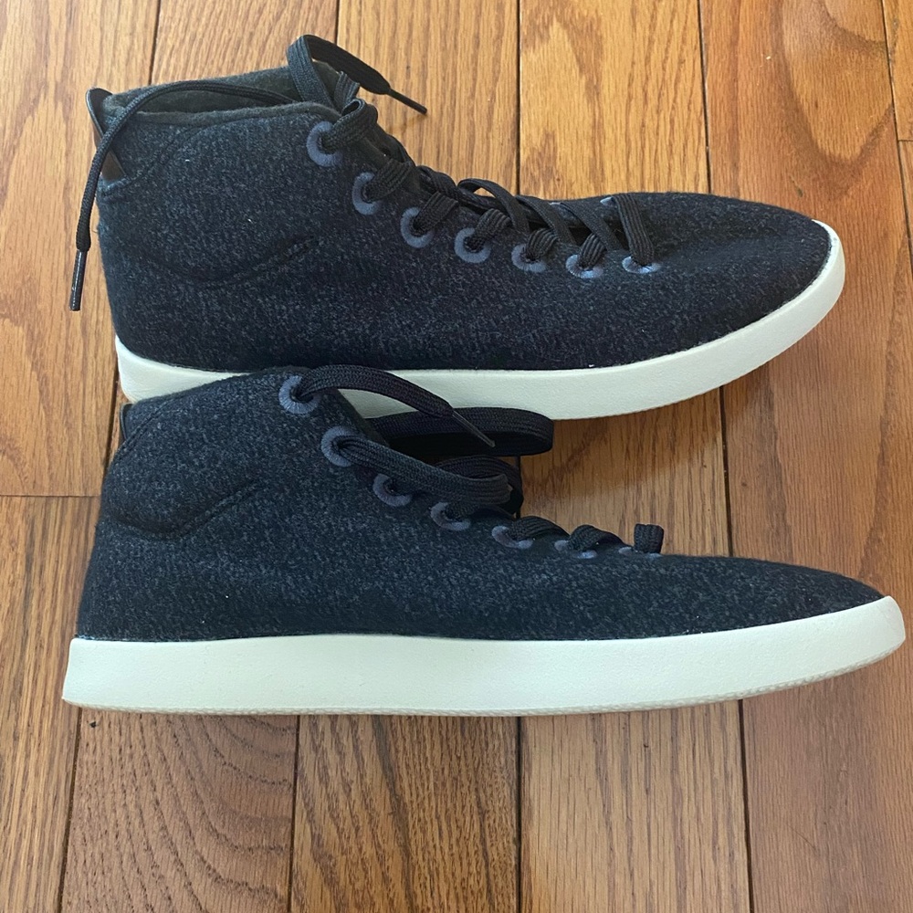 Women's Allbirds WPM Wool Piper Mids Black White 7-Eye Sneakers Size‎ 9